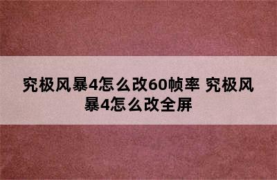 究极风暴4怎么改60帧率 究极风暴4怎么改全屏